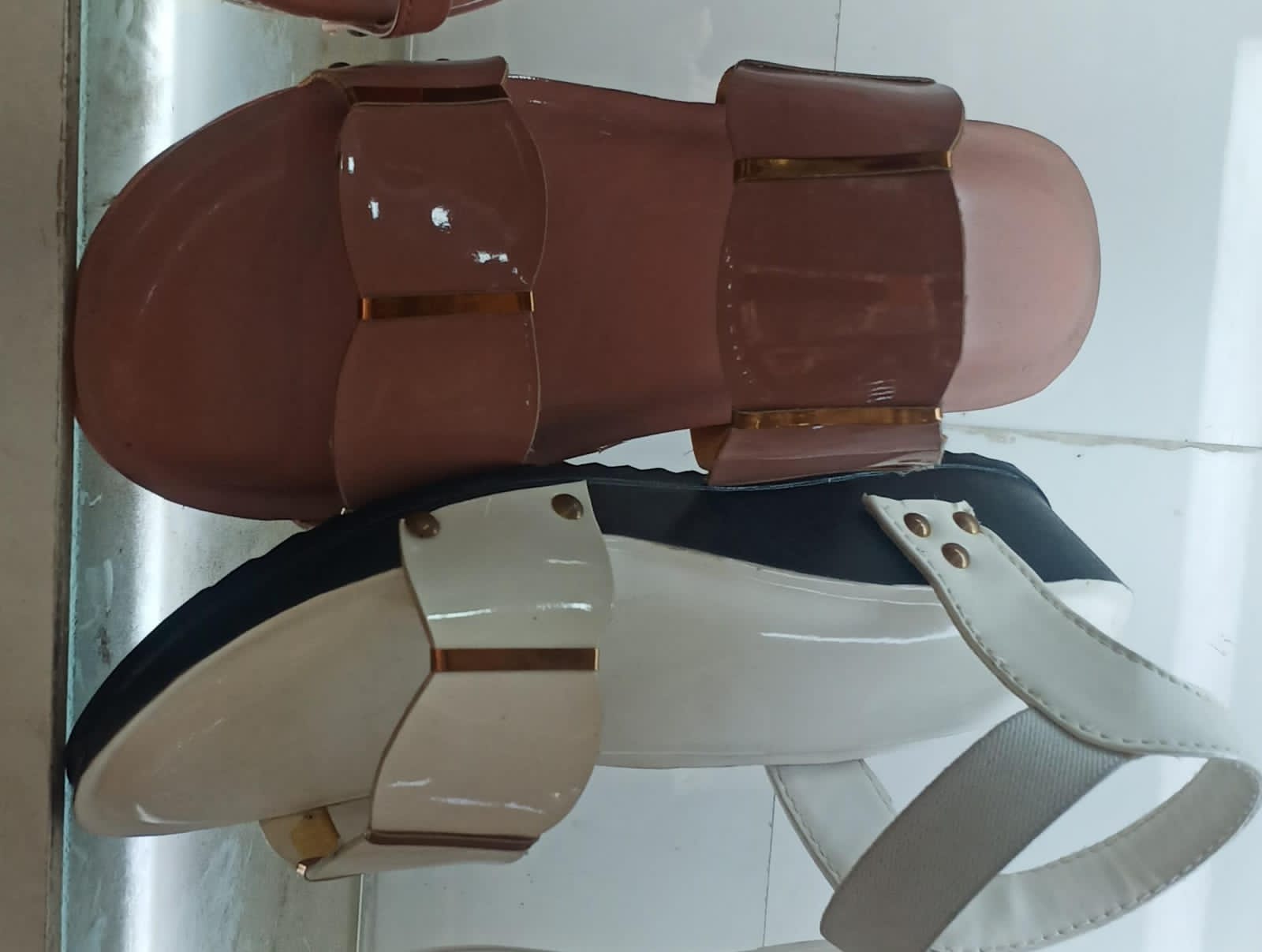 Glossy Block Heel Sandals